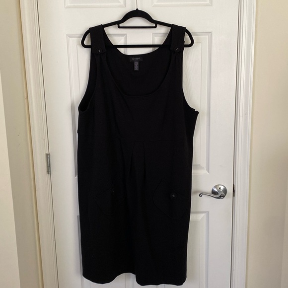 Context Dresses & Skirts - Context Woman Overall Jumper Style Black Dress Carnaby Road Pockets Size 3X